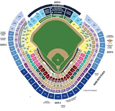 seating chart yankee stadium baseball